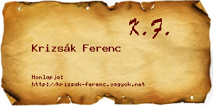 Krizsák Ferenc névjegykártya