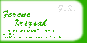 ferenc krizsak business card